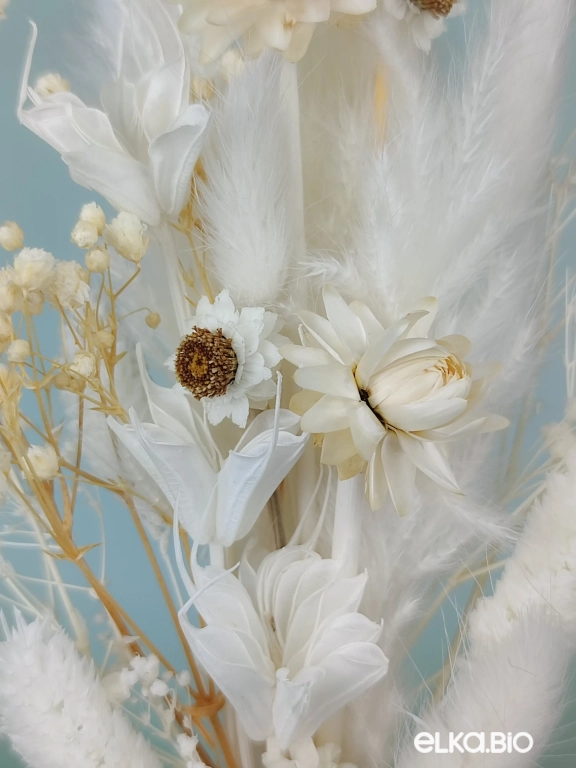 Композиция в колбе из белых сухоцветов А160-B106