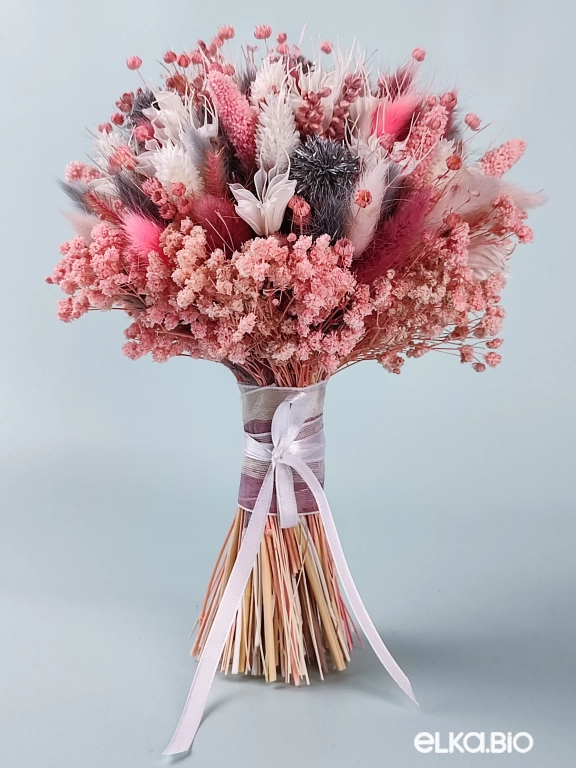 Розовый букет из сухоцветов Т152-B102