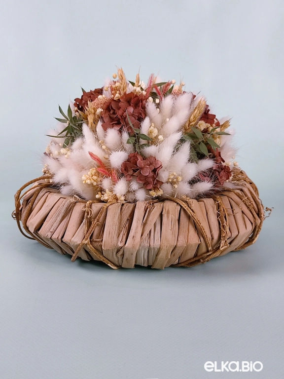 Стабилизированная настольная композиция с гортензией и лагурусом Ю80-B107