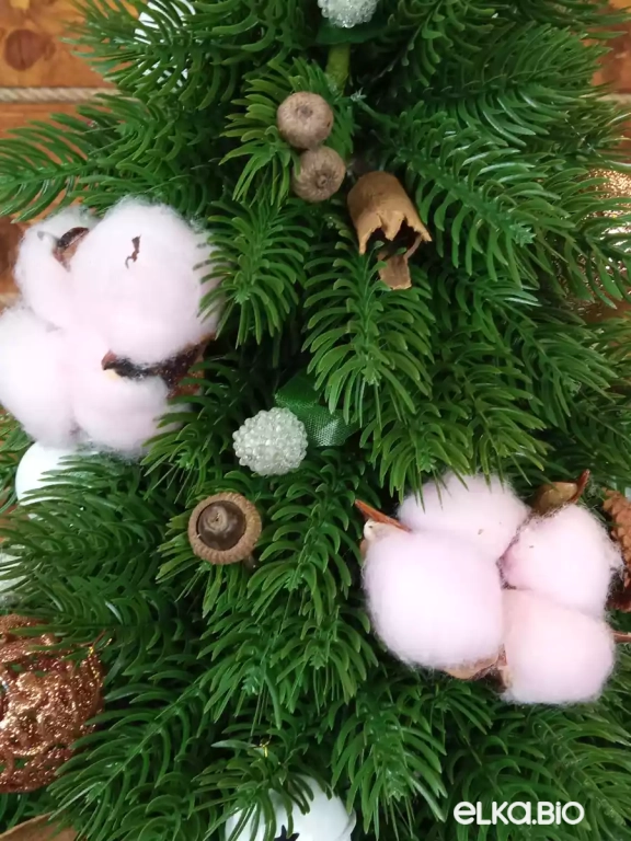 Настольная новогодняя елка с шарами Лесная романтика Б2-В21