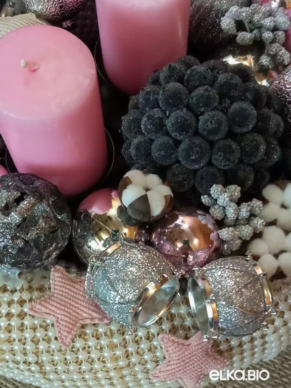 Декоративная композиция со свечами Светло-розовый нуар Б24-В47