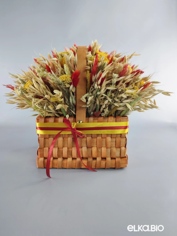 Композиция из овса и лагуруса в корзине Т133-B101