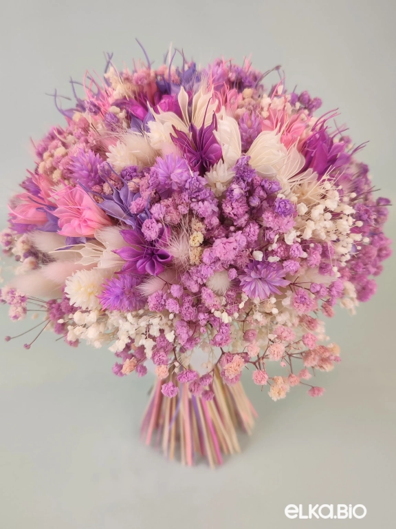 Сиреневая и белая гипсофила стабилизированная в букете с нигеллой Т213-B113 Сиреневая и белая гипсофила стабилизированная в букете с нигеллой Т213-B113