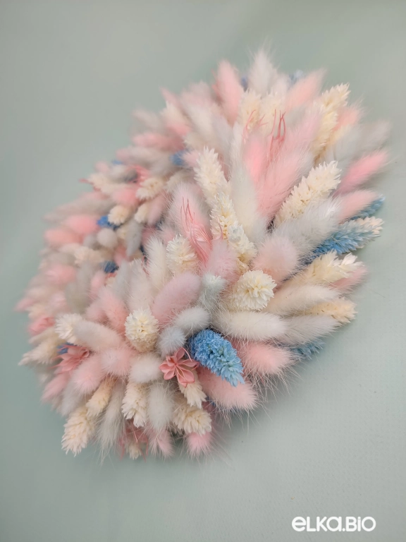 Венок из голубого, розового и белого лагуруса А174-B116