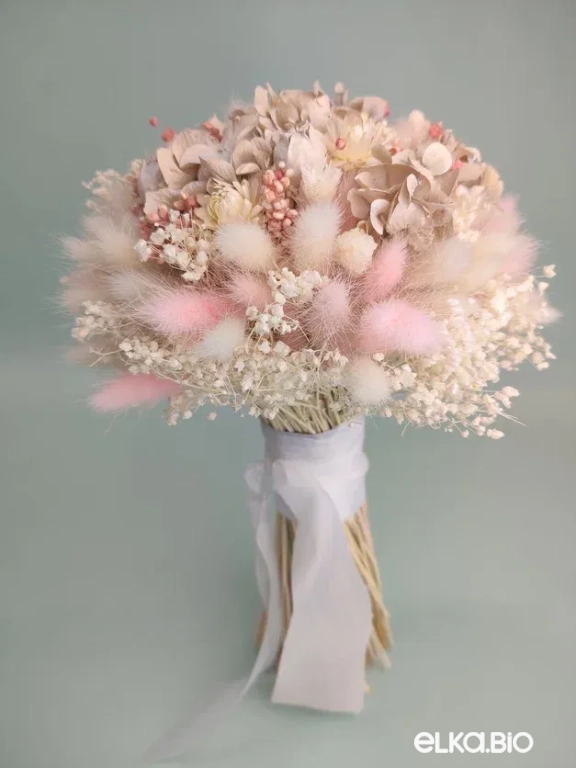 Букет из сухой гортензии и гипсофилы А177-B116