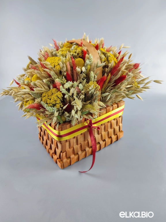 Композиция из овса и лагуруса в корзине Т133-B101