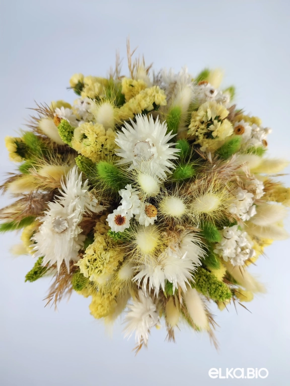 Большой букет из белого и зеленого лагуруса Б62-B103