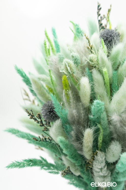 Бирюзовый букет с лагурусом и вейником Б178-B121