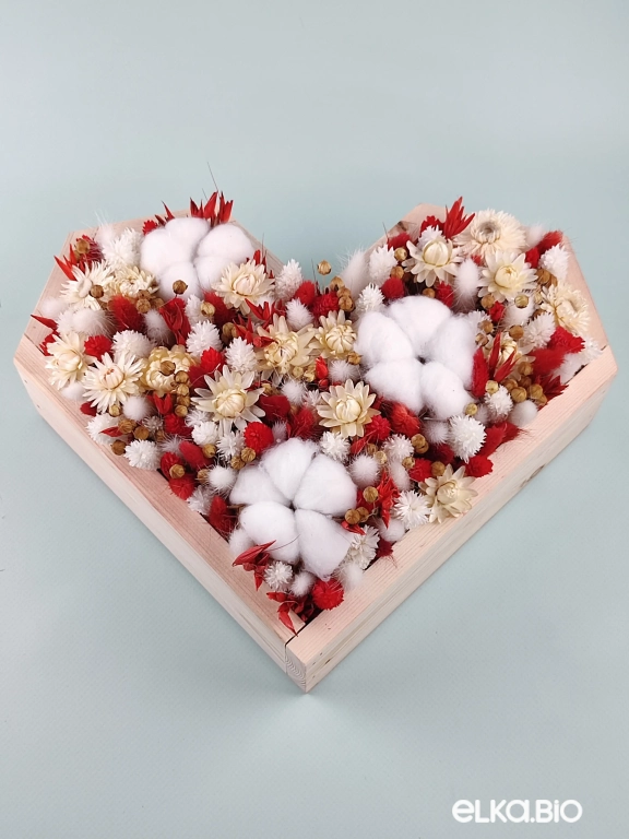 Настольная композиция из сухоцветов и хлопка А128-B102