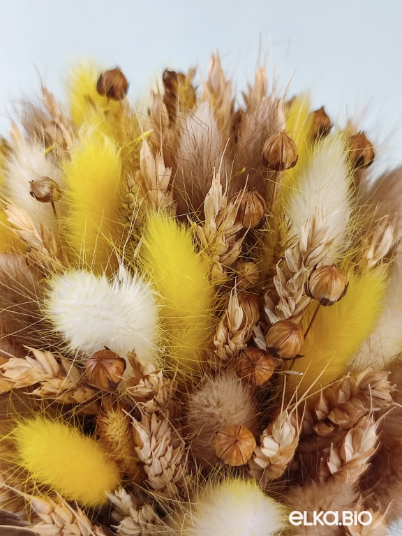 Маленький букет из лагуруса, пшеницы и льна Т161-B103