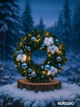 Венок из Нобилиса Морозная гармония Ю38-В702