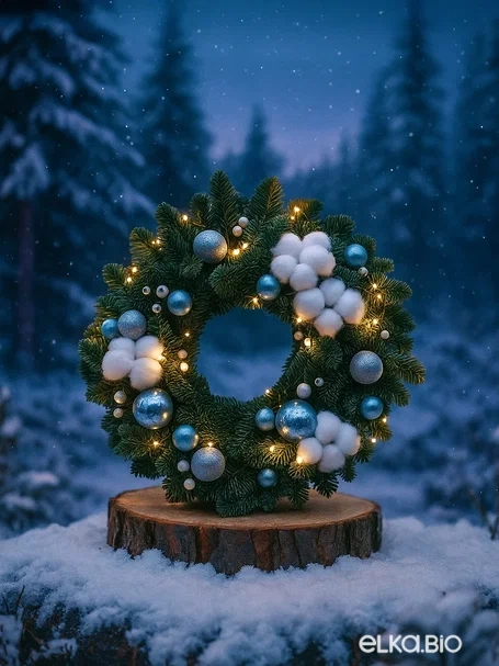 Венок из Нобилиса Морозная гармония Ю38-В702