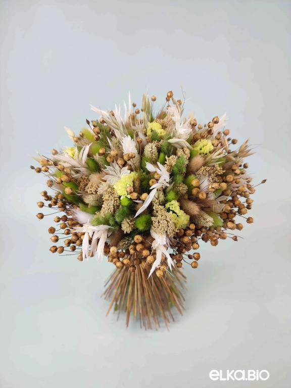 Букет из льна и зеленых сухоцветов А201-B112