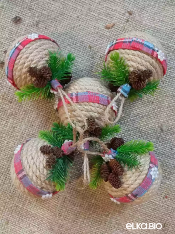 Декоративный шар из джутового каната Шотландский Т50-В20