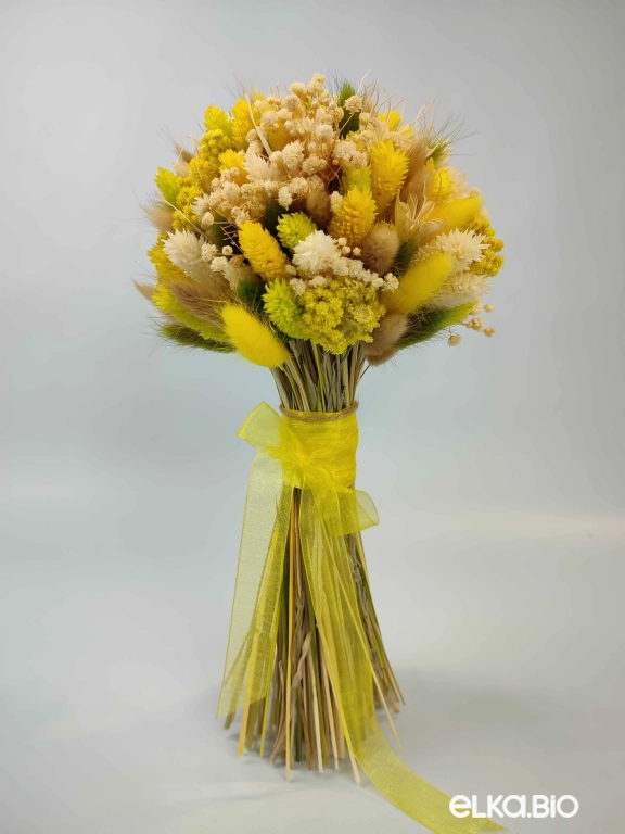Cтабилизированный желтый букет из сухоцветов с нигеллой А187-B111