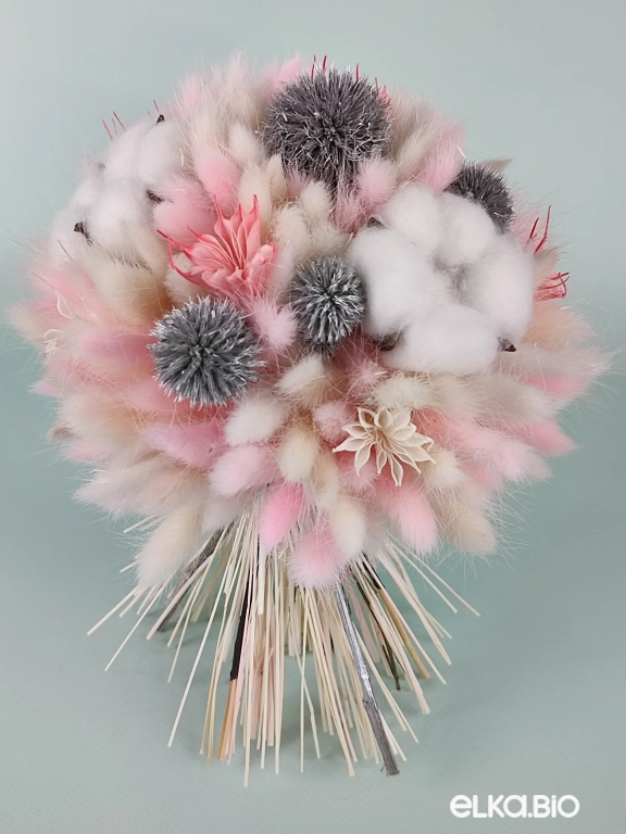 Букет из лагуруса, хлопка и нигеллы А144-B105