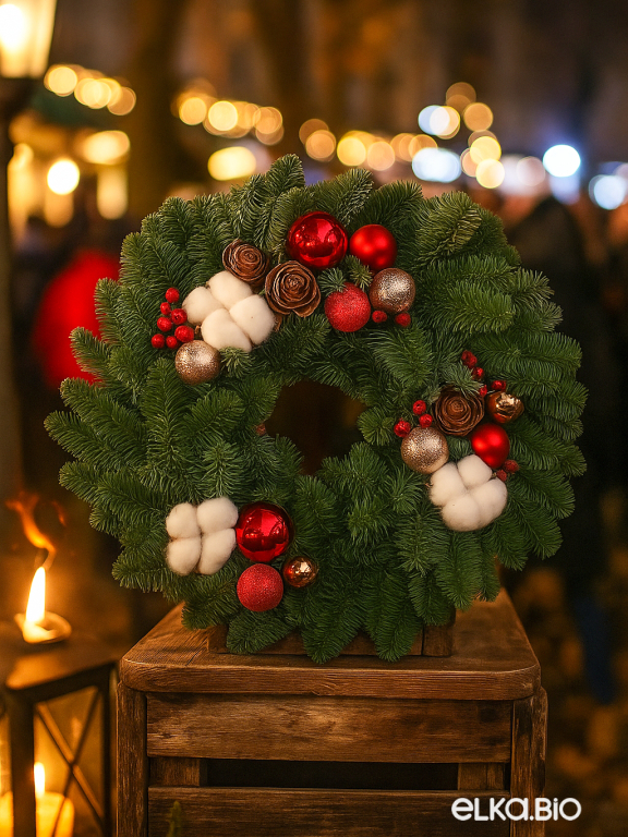 Новогодний венок из Нобилиса Рождественское вдохновение Ю51-В712 Новогодний венок из Нобилиса Рождественское вдохновение Ю51-В712
