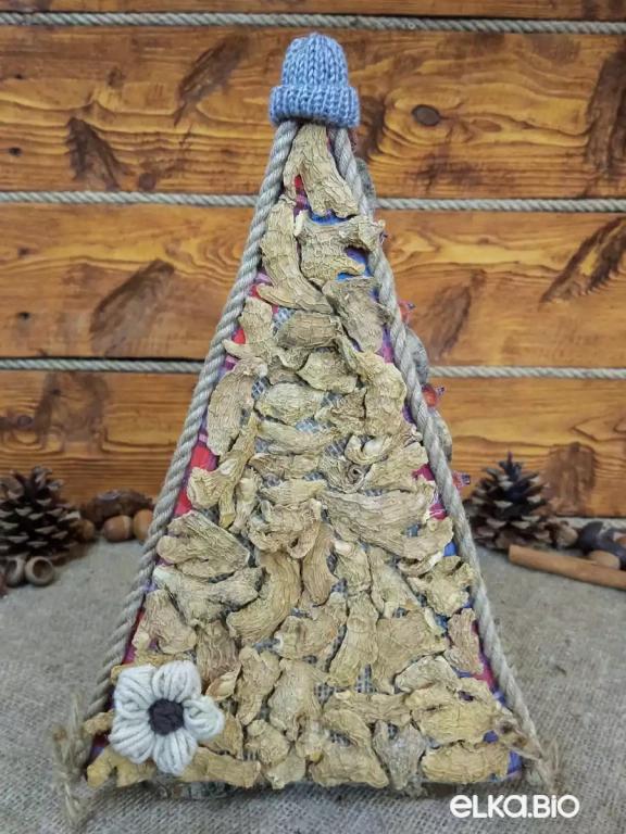 Настольная декоративная елка с натуральным декором Пирамида Т91-В50