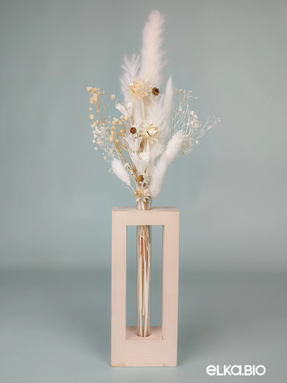 Композиция в колбе из белых сухоцветов А160-B106