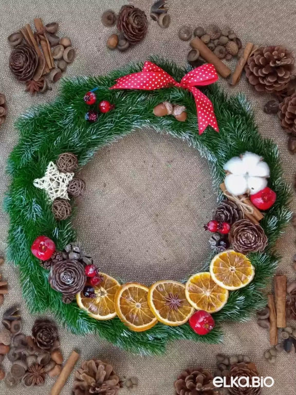 Венок декоративный с дольками апельсина Апельсиновый рай П20-В16