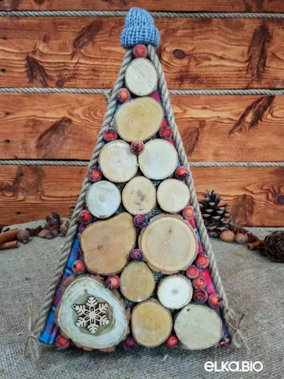 Настольная декоративная елка с натуральным декором Пирамида Т91-В50