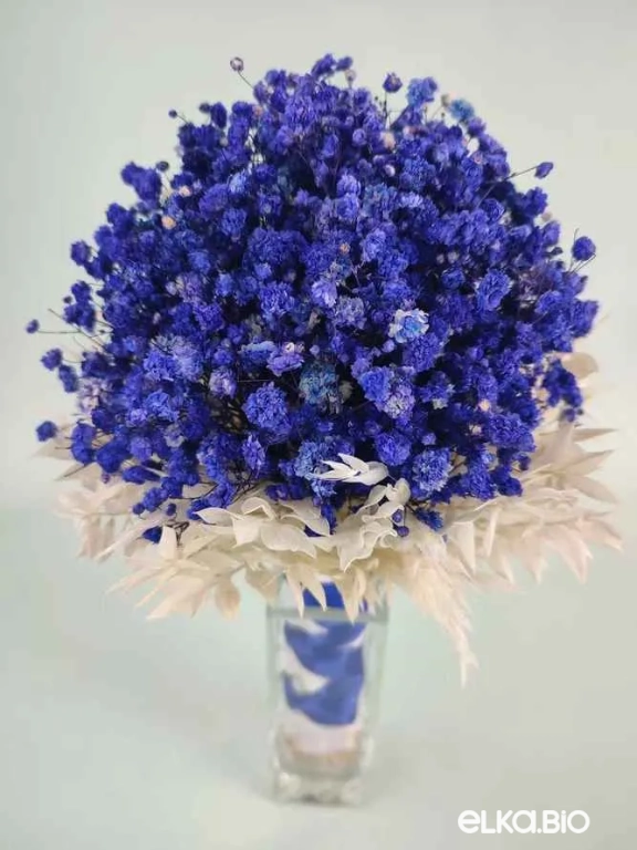 Cтабилизированный синий букет невесты из гипсофилы Б104-B116