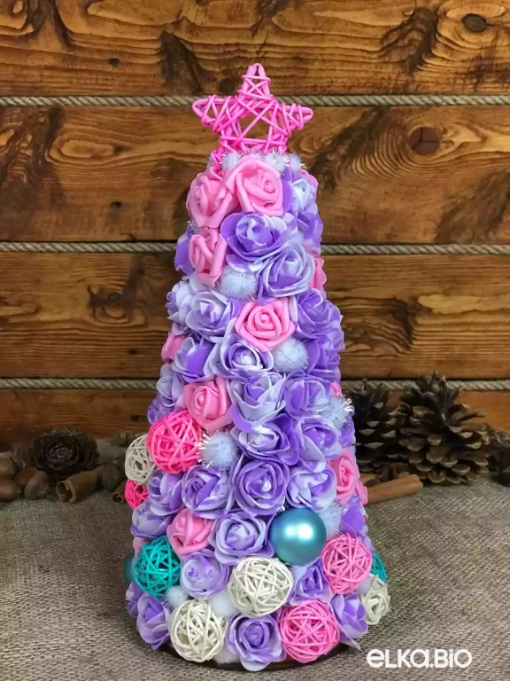 Настольная декоративная елка Сиреневые сны А7-В3