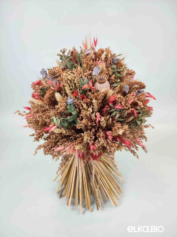 Большой букет из сухоцветов с пшеницей и овсом Б116-B112