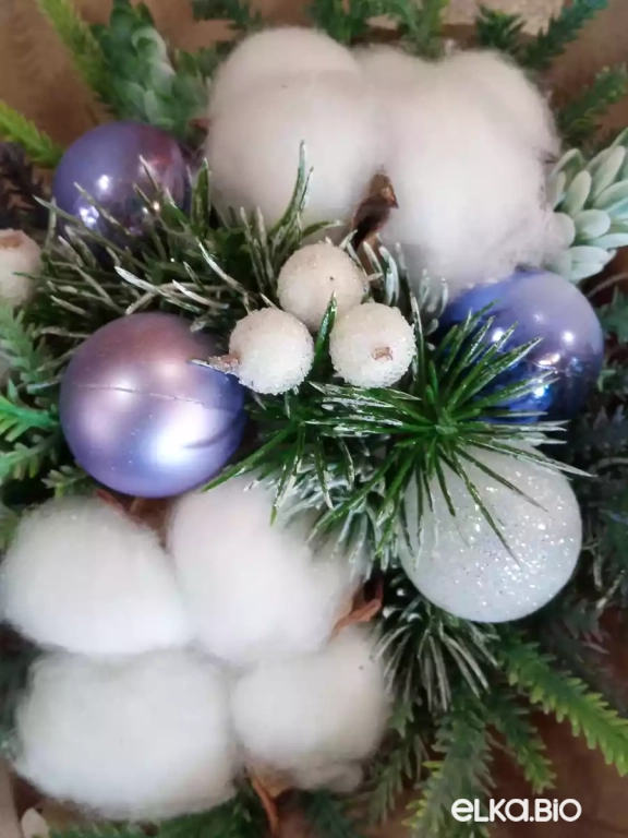 Декоративная композиция с цветками хлопка Зимнее наслаждение А31-В38