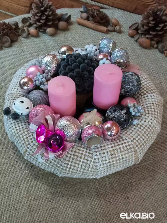 Декоративная композиция со свечами Светло-розовый нуар Б24-В47