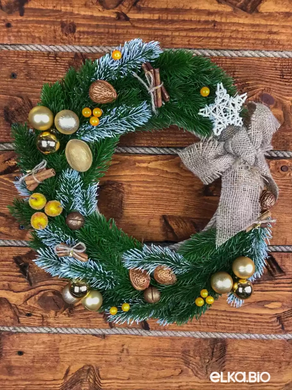 Венок декоративный из хвои Золотая осень (маленький) П1-В9