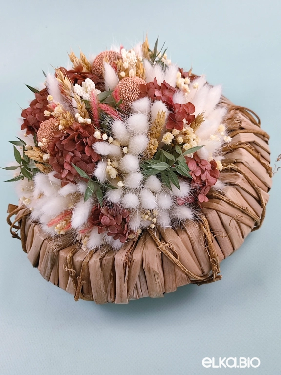 Стабилизированная настольная композиция с гортензией и лагурусом Ю80-B107