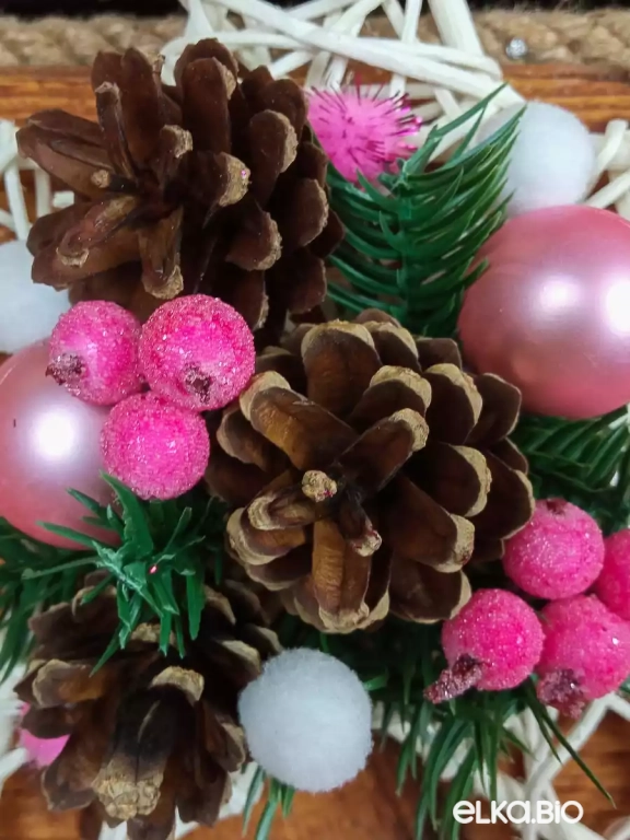 Подвесное украшение из ротанга в виде звезды Звезда желаний (розовый) А57-В58