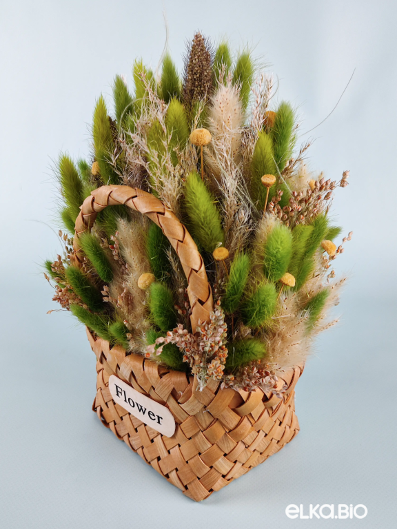 Корзина с зеленым лагурусом Б64-B103