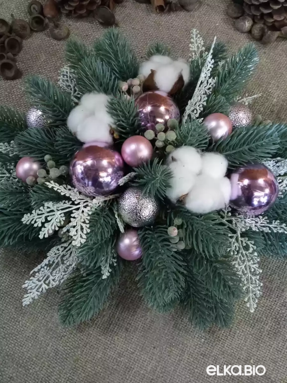 Декоративная композиция с цветком хлопка Сиреневое облако Ю8-В34