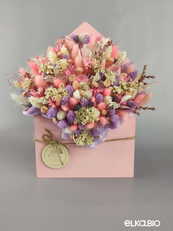 Настольная композиция из сухоцветов в конверте Т120-B100