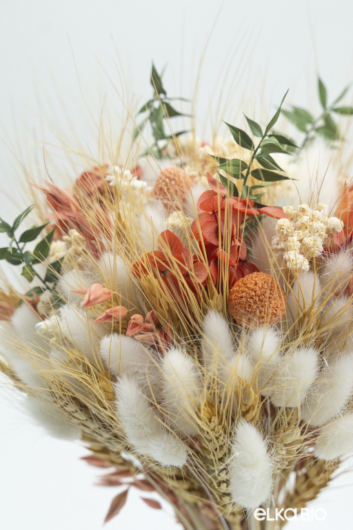 Стабилизированный букет из лагуруса, пшеницы и гортензии Ю78-B109