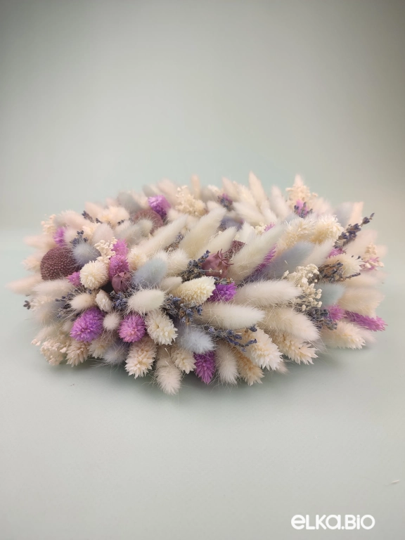 Венок из белых и фиолетовых цветов с гипсофилой А166-B115