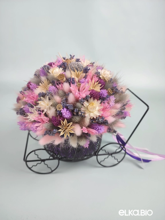 Сиреневая композиция с лавандой в кашпо Т211-B114