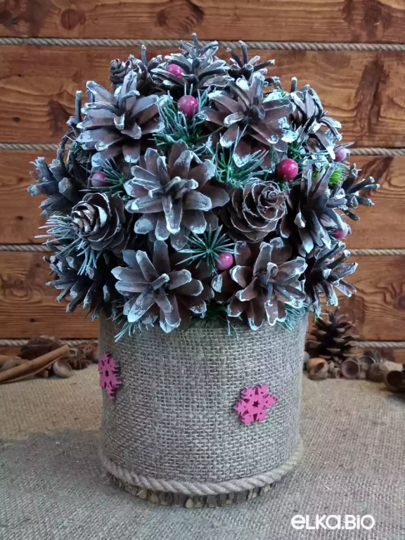 Новогодняя композиция из шишек сосны Розовый вечер Т59-В29 Новогодняя композиция из шишек сосны Розовый вечер Т59-В29