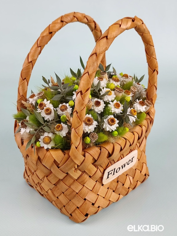 Корзина с лагурусом и цветами аммобиума Ю73-B104