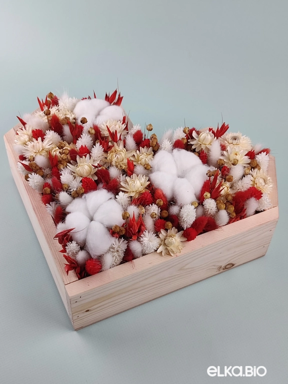 Настольная композиция из сухоцветов и хлопка А128-B102