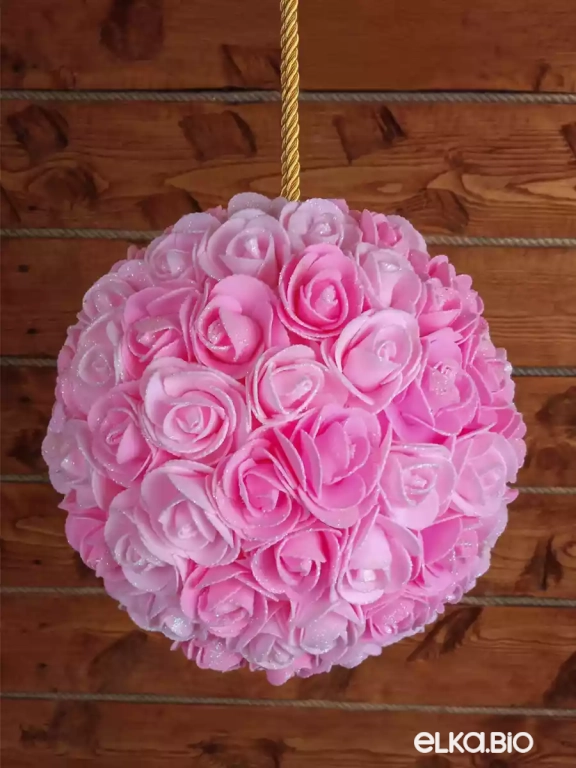 Декоративный шар из цветов с блестками Розовый фламинго М24-В25