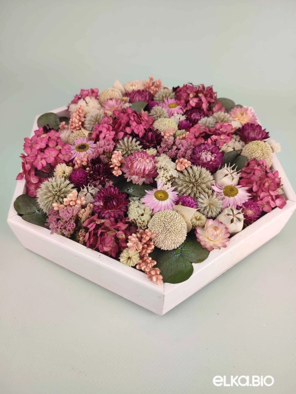 Стабилизированное панно с гортензией и эвкалиптом  А199-B112 Стабилизированное панно с гортензией и эвкалиптом  А199-B112