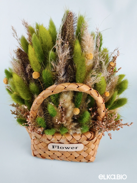 Корзина с зеленым лагурусом Б64-B103