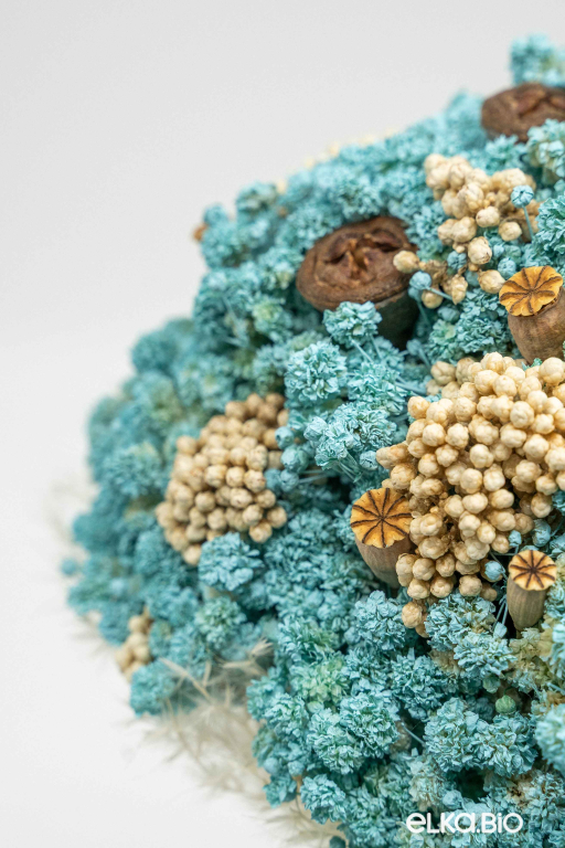 Cтабилизированный бирюзовый букет невесты из гипсофилы Б107-B110