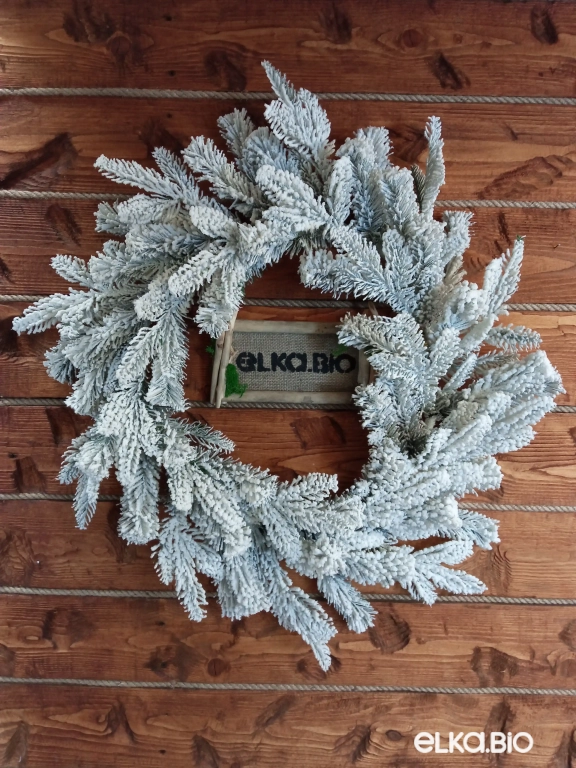 Новогодний венок Заснеженный 70 см-В523