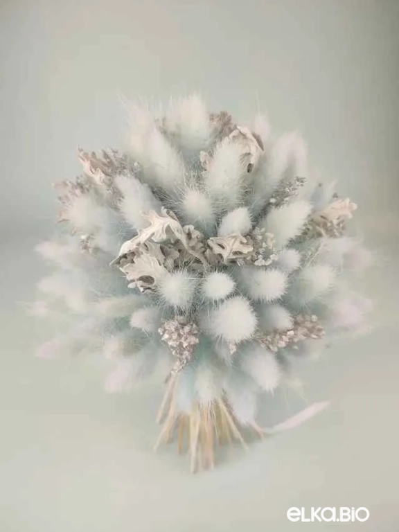 Нежный голубой букет невесты с лагурусом А173-B112