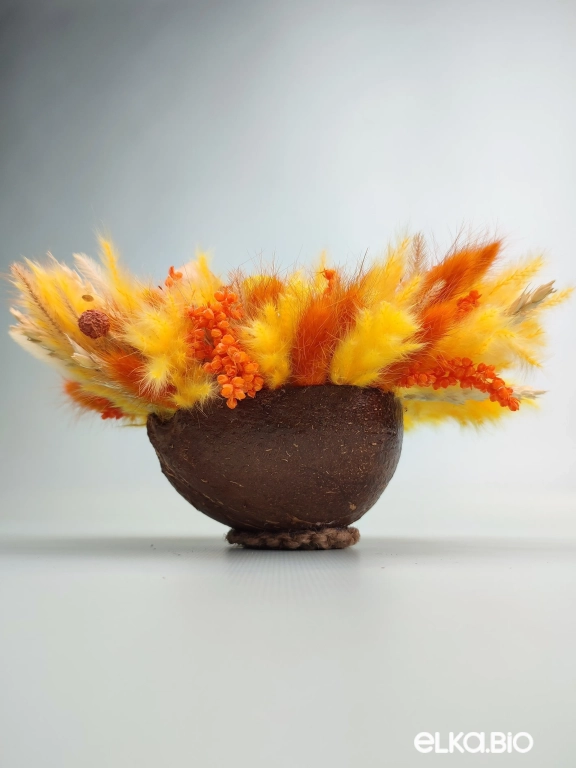 Оранжевая композиция из сухоцветов с физалисом  Б100-B114