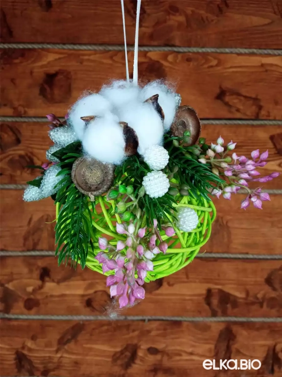 Декоративный шар из ротанга Сирень с ежевикой Б7-В56